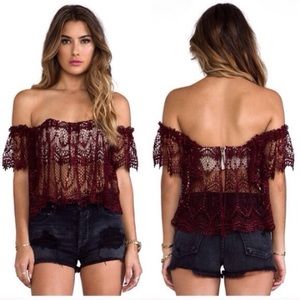Stone Cold Fox Moroccan Holly Tube Crop Top Maroon